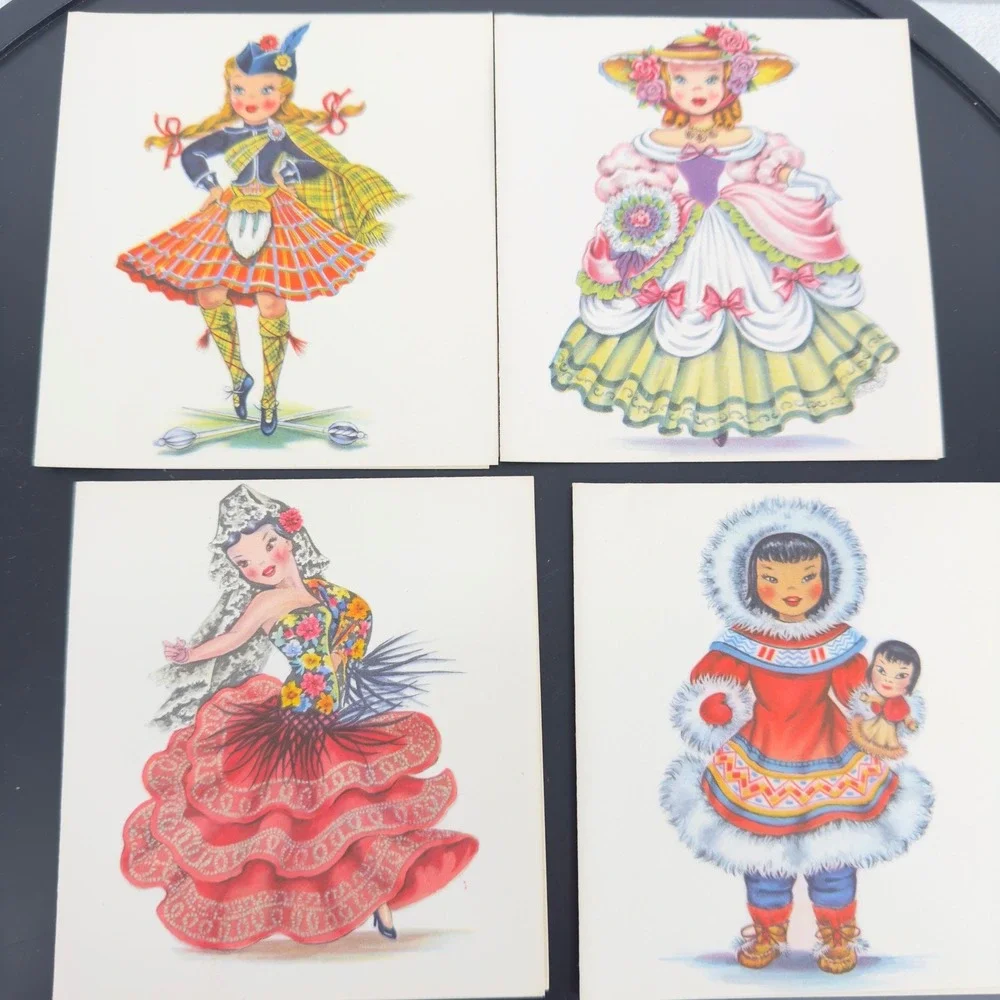 VTG NOS 50sTichnor Brothers Dolls of Many Lands 18 Correspondence Stationary Set